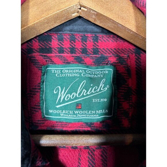 Woolrich Men's Red‎ Plaid Flannel Shirt Jacket L Cotton Shacket - Picture 2 of 6